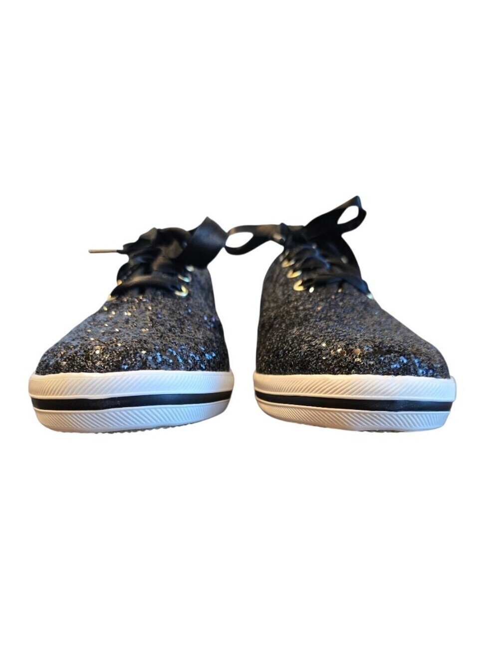 Keds X Kate Spade New York Black Glitter Lace Up Sneakers 8.5W - Picture 4 of 12